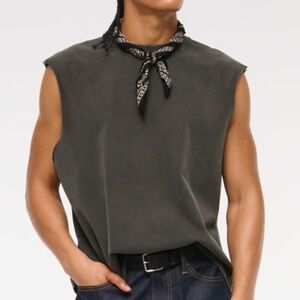 ABERCROMBIE MENS PREMIUM HEAVYWEIGHT CROPPED TANK BLACK WASH SIZE M